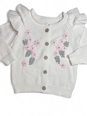 Vintage White Knit Baby Cardigan